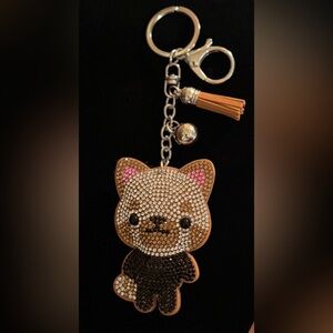 Handsome Fox Rhinestone Bag Charm Keyring